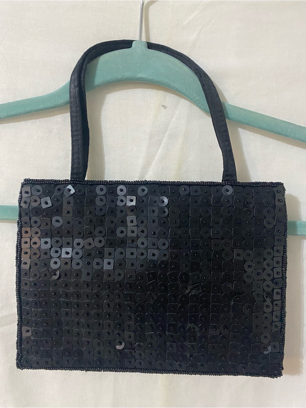 Vintage 1990s Kenneth Cole Reaction Black Beaded Sequin Evening Purse